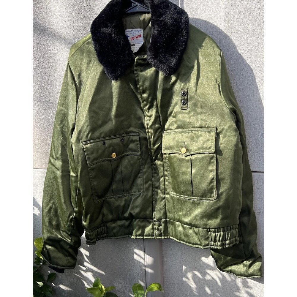 Vintage Butwin Men’s Sz 40 Sheriff Police Bomber Jacket Faux Fur Collar 70s RARE